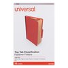 Universal Pressboard Classification Folder 8-1/2 x 14", Red, PK10, Expanded Width: 3" UNV10295